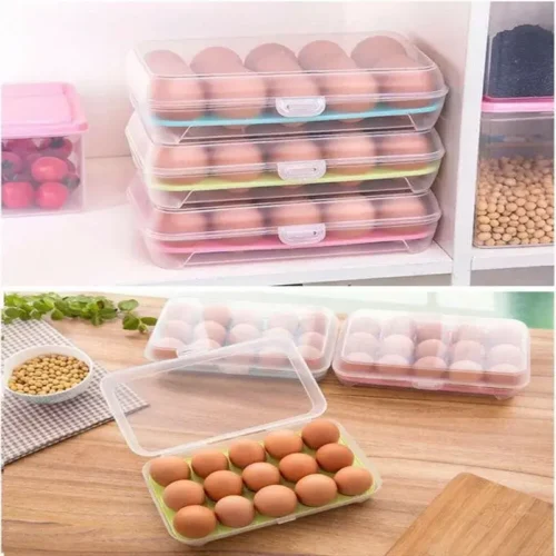 15 Grids Transparent Egg Storage Box, Single Layer Egg Storage Container, Egg Trays With Plastic Lid