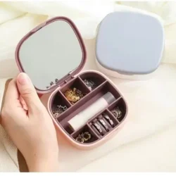 Mini Portable Cosmetic & Jewelry Organizer With Mirror
