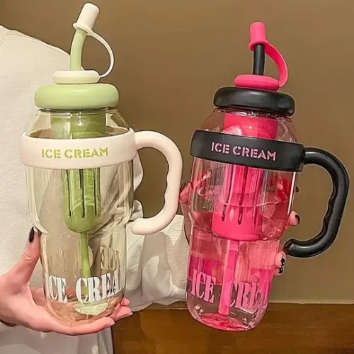 Sport Straw Water Handle Travel Bottle 1200ml - Image 2