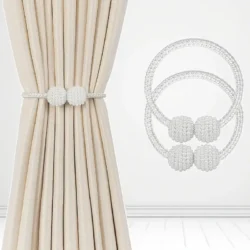 2pcs Magnetic Curtain Clip Pearl Ball white