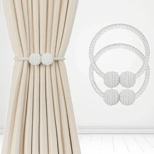 2pcs Magnetic Curtain Clip Pearl Ball white