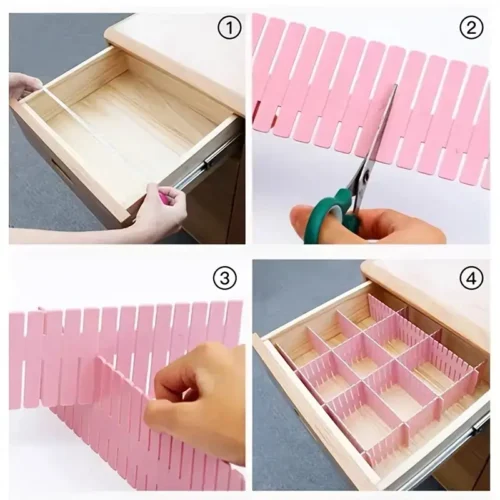 4pcs Adjustable Plastic Drawer