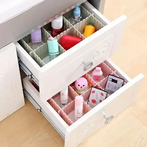 4pcs Adjustable Plastic Drawer Organizer Set Customizable