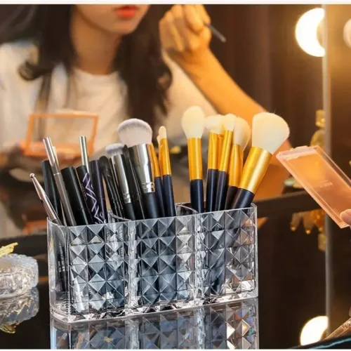 Acrylic Makeup Brush Holder compartment