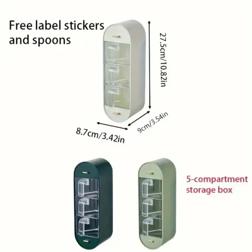 Adhesive Kitchen Storage with 5 Compartment