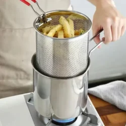 Stainless Steel Deep Fryer With Frying Basket,