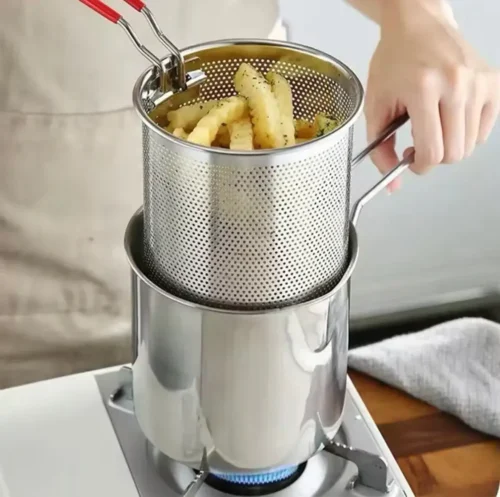 Stainless Steel Deep Fryer With Frying Basket,