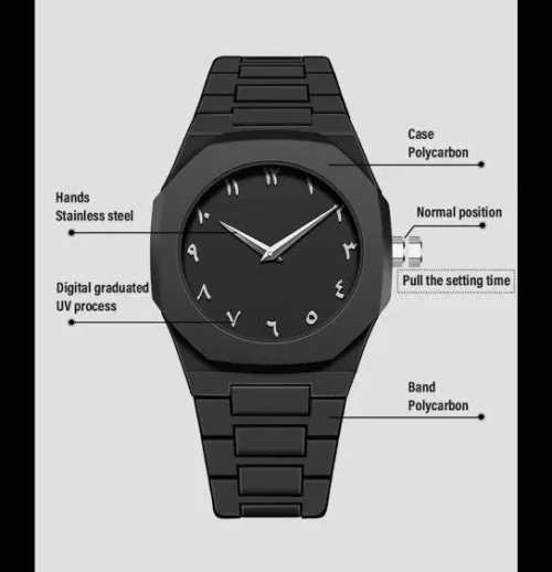Black Arabic Aura Watch –Arabic numeral dial watch - Image 4