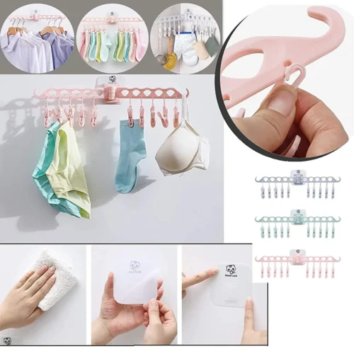 10 Clip Foldable Socks Drying Hanger
