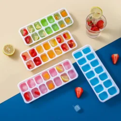 14-Grid Silicone Ice Cube Tray with Removable Lid Pink & White, Perfect for DIY Popsicles
