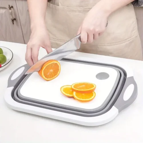 3-in-1 Foldable Cutting Board with Sink & Storage Container