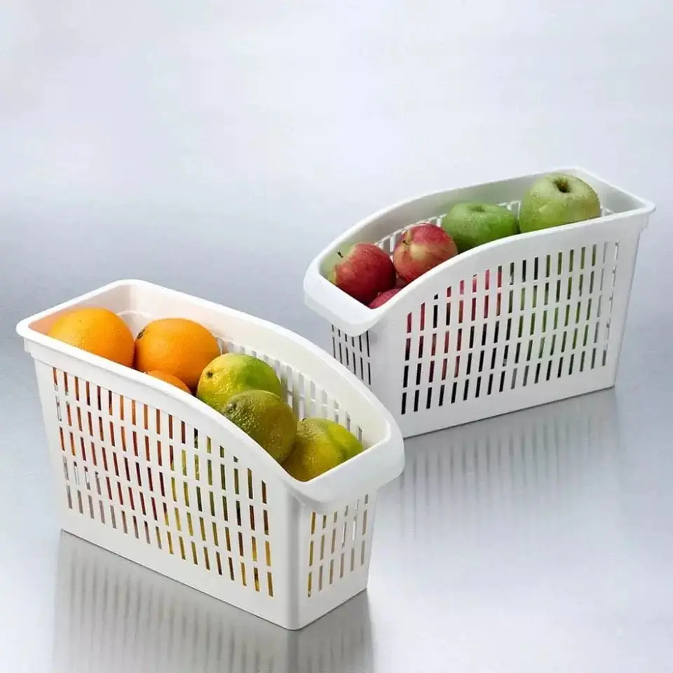 Kitchen Organizer Basket Drawer Adjustable Storage Box Fridge Rack Vegetable Drain Basket