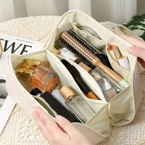 Capacity Leather Travel Cosmetic Bags
