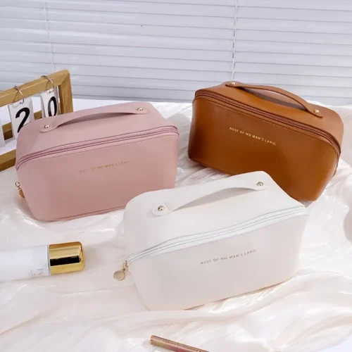 Capacity Leather Travel Cosmetic Bags