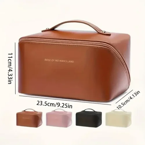 Capacity Leather Travel Cosmetic Bag