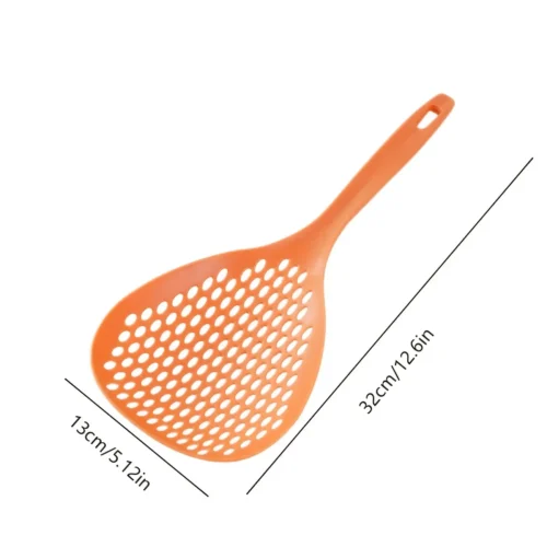 Leak-Proof Multi-Purpose Strainer Spoon Colander with Long Non-Slip Handle & Hanging HolesLeak-Proof Multi-Purpose Strainer Spoon Colander with Long Non-Slip Handle & Hanging Holes