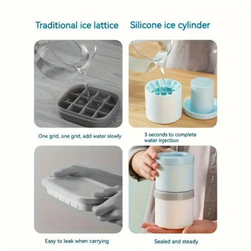 Silicone Ice Cube Tray Food Grade Round Cylinder Ice Mold
