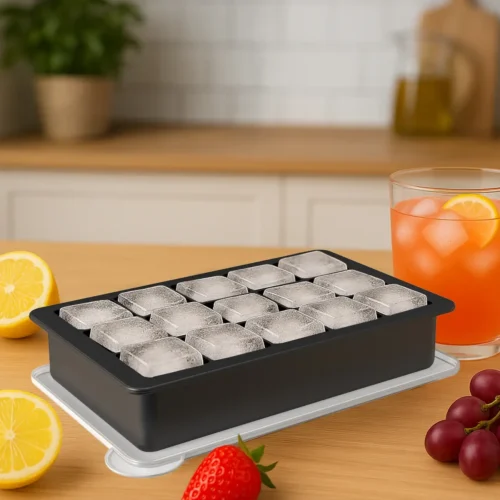 Silicone Ice Cube Tray with Lid Flexible Ice