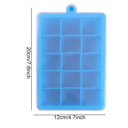 Silicone Ice Cube Tray with Lid Flexible Ice Mold 15 grid