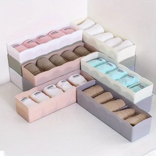 Drawer Organizer for Underwear and Socks, 5 Compartment