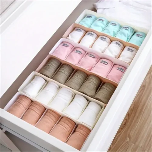 Drawer Organizer for Underwear and Socks, 5 Compartments
