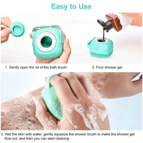 Silicone Shampoo Massage Brush with Soap Gel Dispenser Function