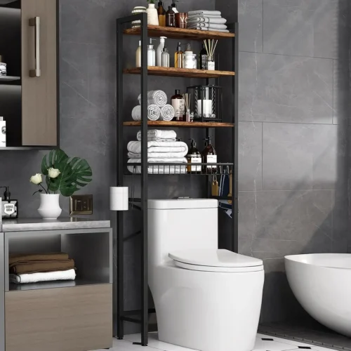 Over The Commode Iron Organizer Bathroom Shelf