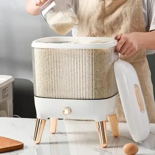 Rice-Dispenser-Pressing-Large-Capacity-Transparent-Storage-Food-Container