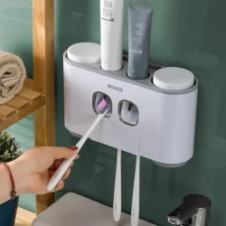 Toothbrush Holders with Toothpaste Dispenser Wall Mounted for Bathroom