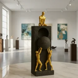 Golden Helping Hand Sculpture Fiber Showpiece